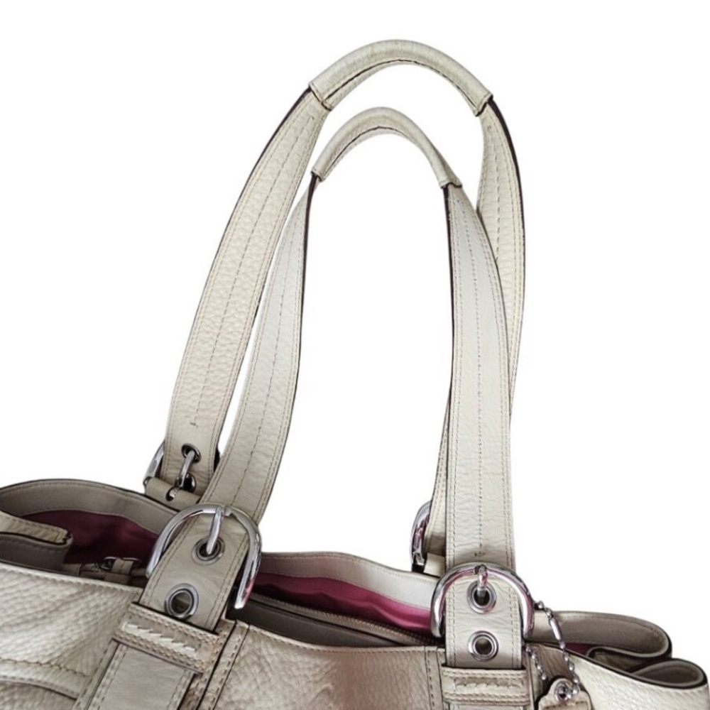 COACH SoHo Ivory Cream Pebbled Leather Large Tote Shoulder Bag Genuine COA EUC - Picture 9 of 15